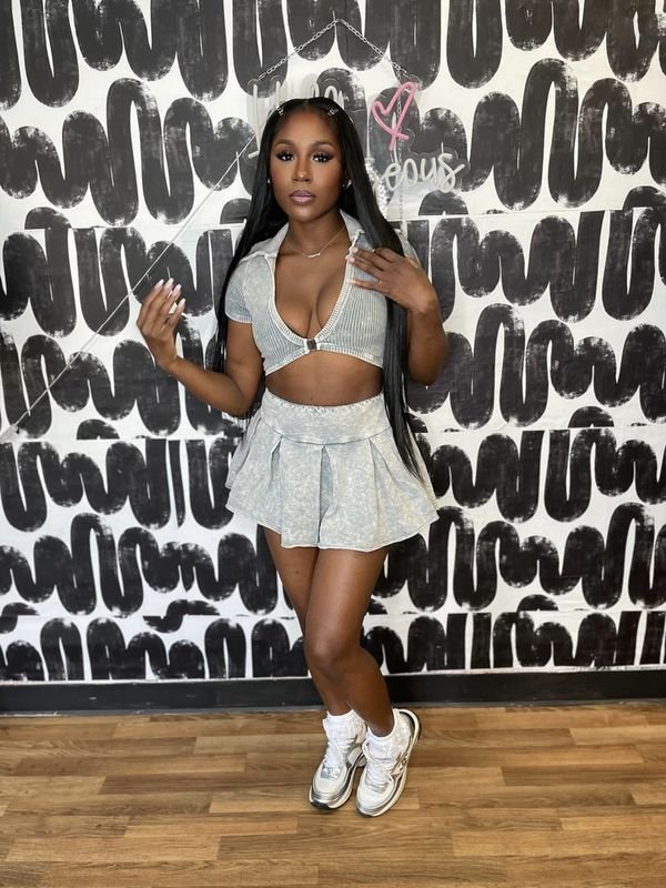 Summer Women Fashion Sexy Tight Crop Top Skirt Two-Piece Set