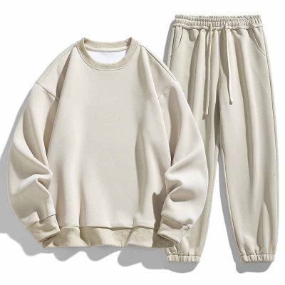 Men Spring Autumn Fashion Casual Solid Color Plus Size Long Sleeve Sweatshirts Pants Set
