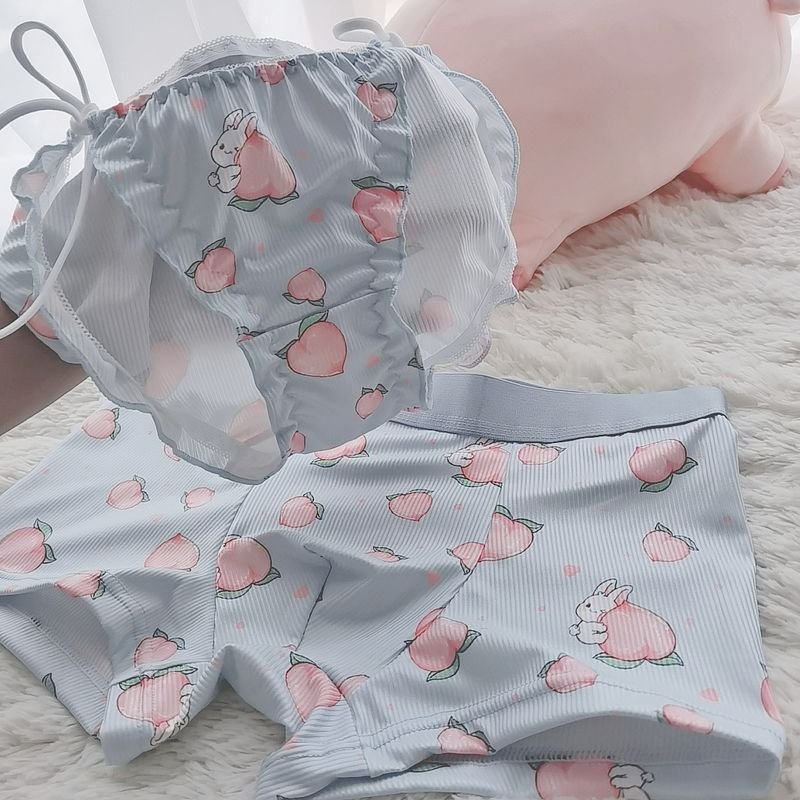Valentine Day Cute Pink Rabbit Thread Couples Panties