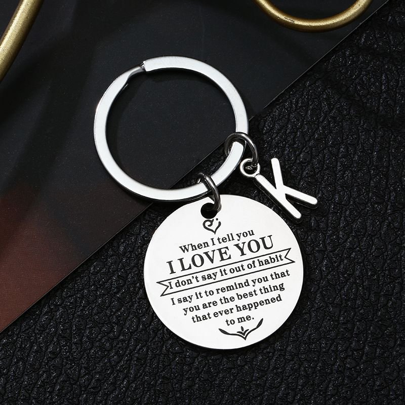 Simple Stainless Steel 26 Letter Keychain