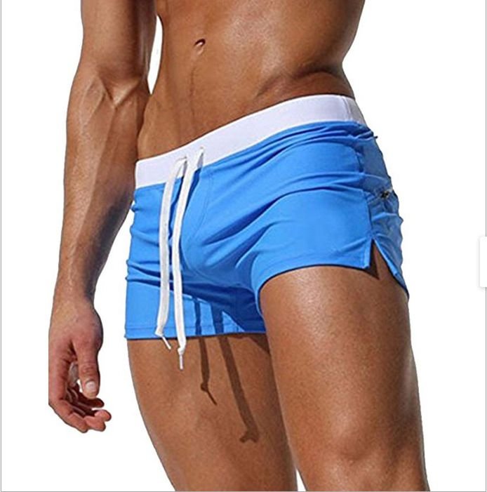Men Casual Solid Color Breathable Quick-Drying Beach Swimming Shorts