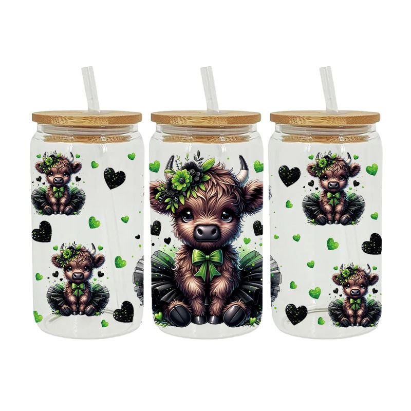 Cartoon Cute Letters Calf UV Transfer Glass Crystal Stickers