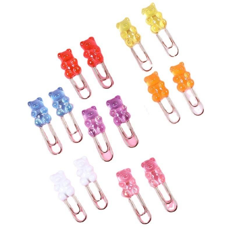 2pcs/set Creative Office Stationery Color Animal Cartoon Bear Paper Clips