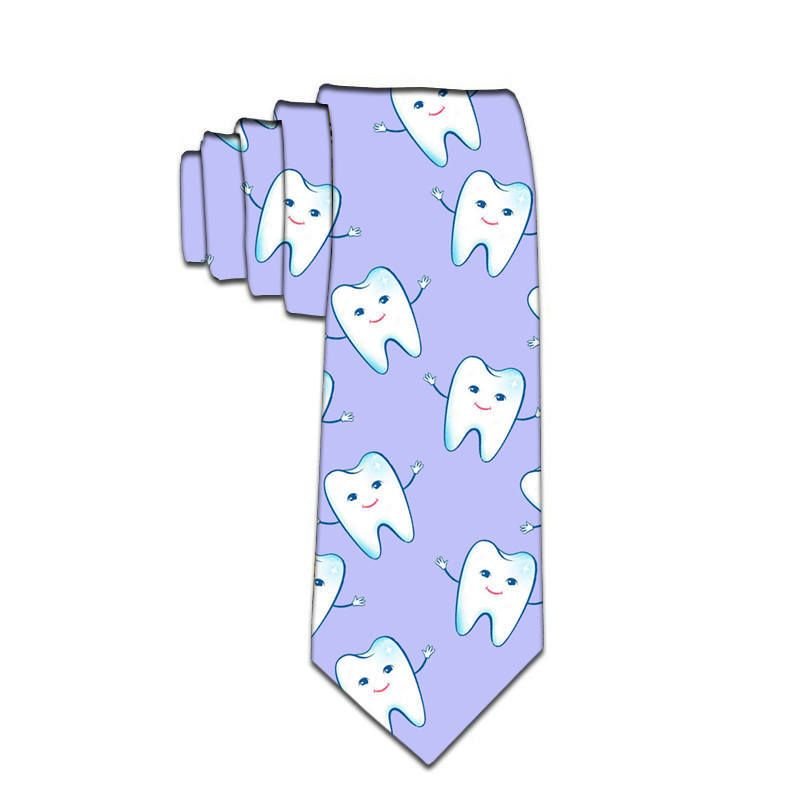 Women Fashion Cartoon Stripe Teeth Print Business Tie