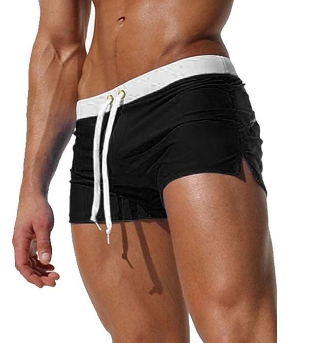 Men Casual Solid Color Breathable Quick-Drying Beach Swimming Shorts