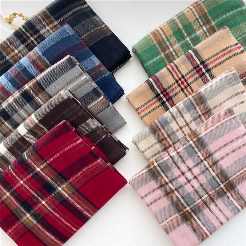Autumn Winter Women Fashion Plaid Thickened Warm Tassel Scarf