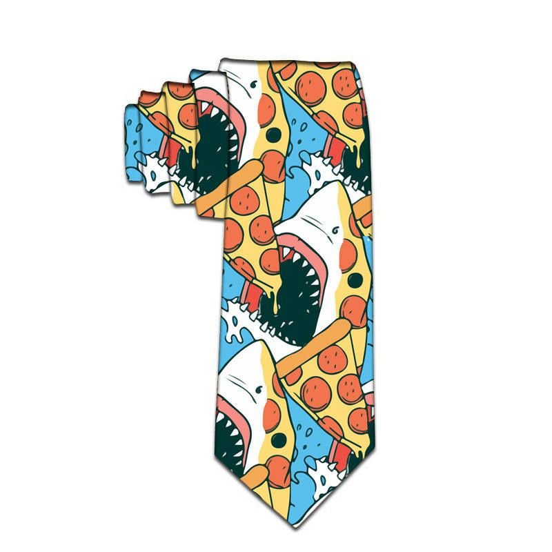 Women Fashion Cartoon Stripe Teeth Print Business Tie