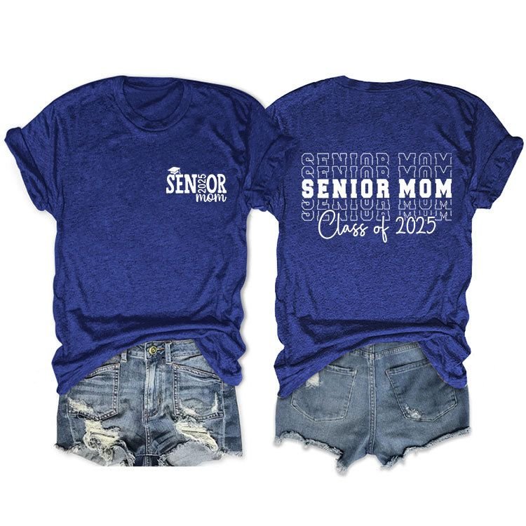 Summer Women Casual 2025 Letter Double-Sided Print Round Neck Short-Sleeved T-Shirt