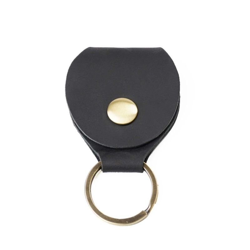 Men Cowhide Guitar Pick Storage Box Keychain