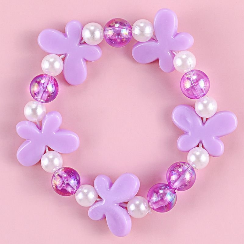Kids Flower Butterfly Acrylic Princess Series Pink Bracelet Jewelry