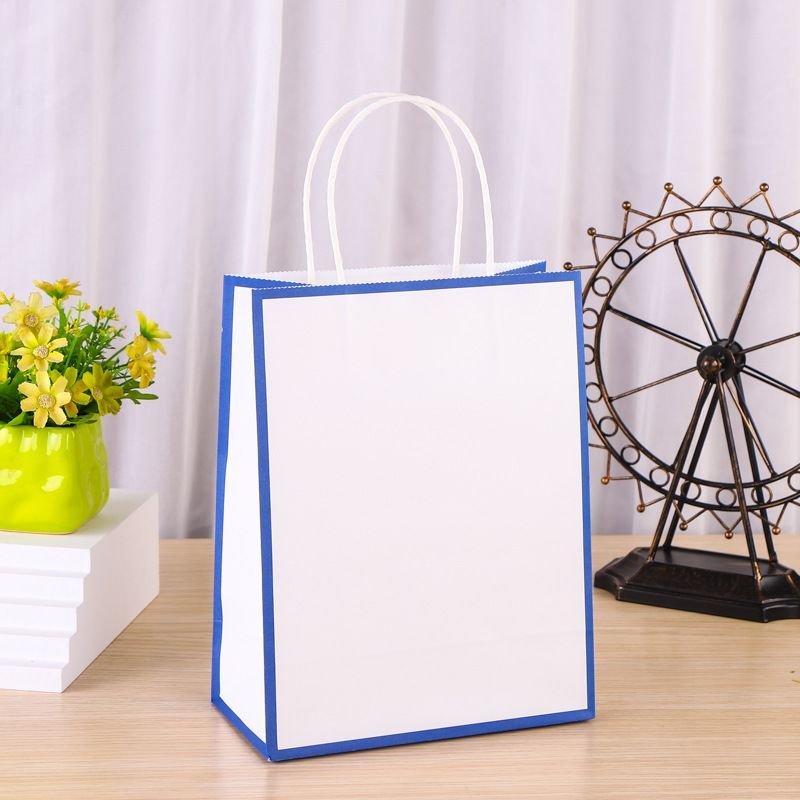 Simple Frame Contrast Color Packaging Paper Bag 50pcs/set