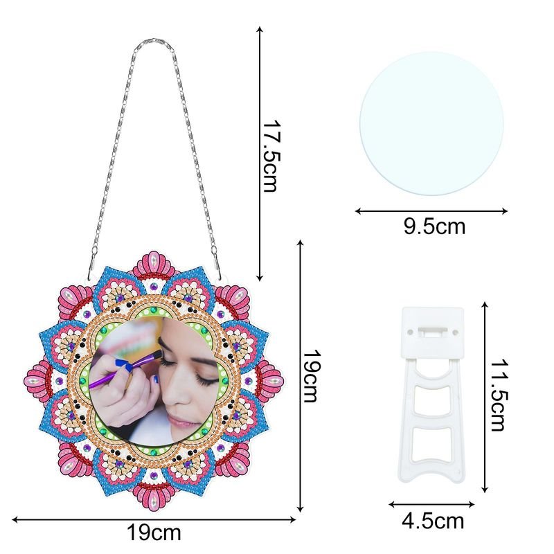 Creative Handmade DIY Diamond Painting Mandala Wind Chime With Makeup Mirror Can Be Placed And Hung Dual-Use