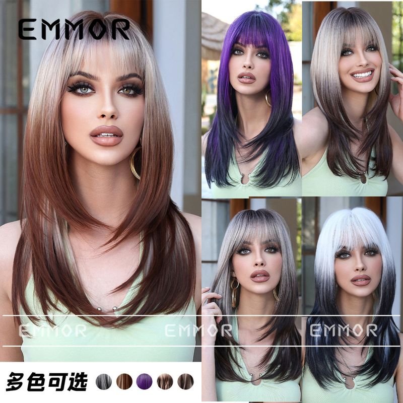 Women Fashion Gradient Long Curly Hair Wig