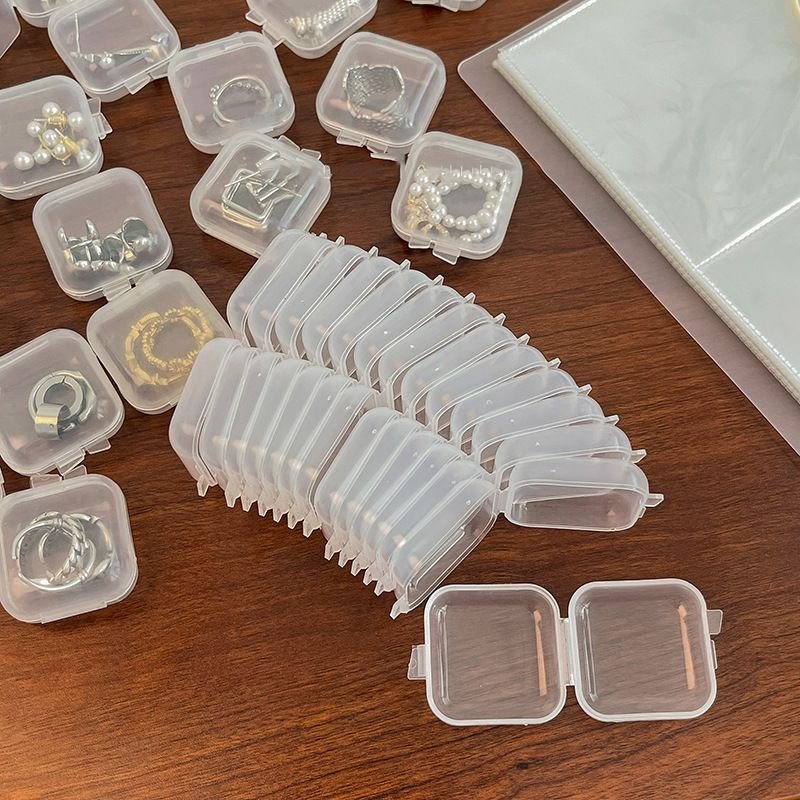 Fashion Plastic Transparent Mini Square Jewelry Earrings Packaging Storage Box With Lid