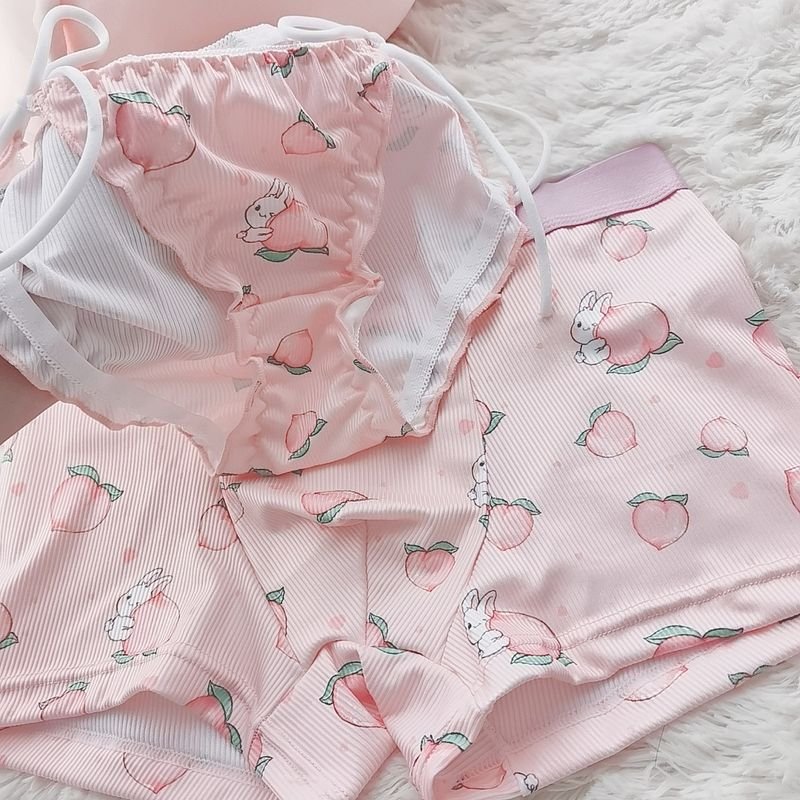 Valentine Day Cute Pink Rabbit Thread Couples Panties