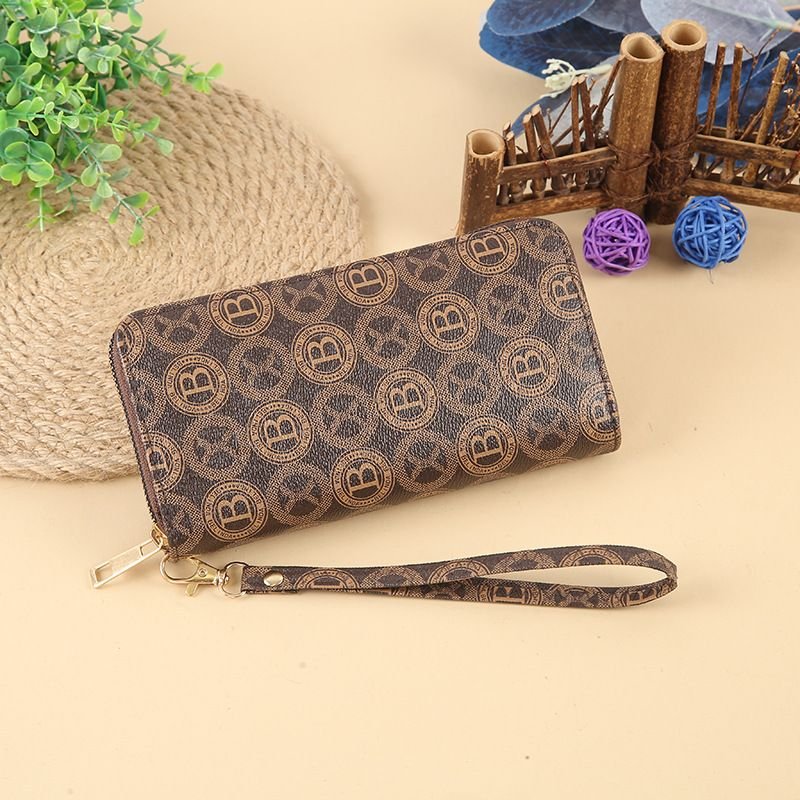 Women Fashion Geometric Printing Large Capacity Zipper Multi-Card Purses