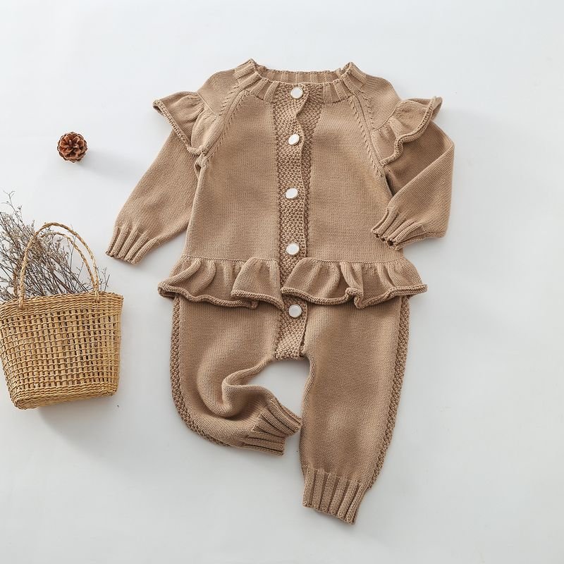 Kids Baby Boys Girls Fall Winter Casual Cute Solid Color Long Sleeve Cardigan Knitted Trousers Sets
