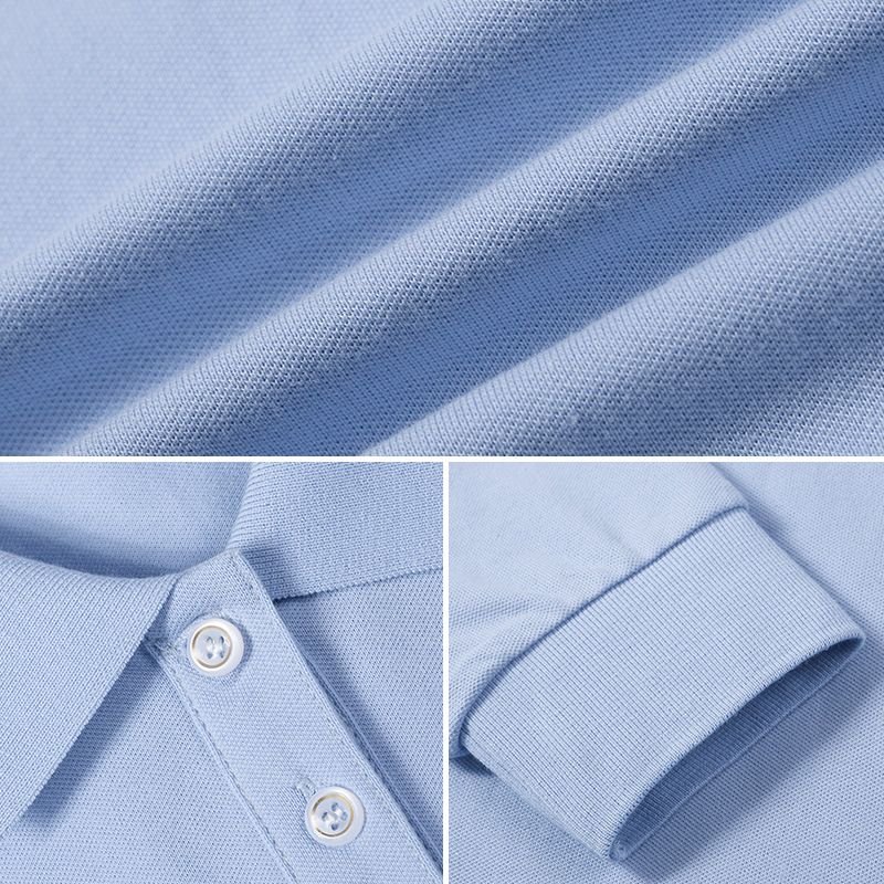 Women Casual Basic Solid Color Long-Sleeved Polo Shirt Custom