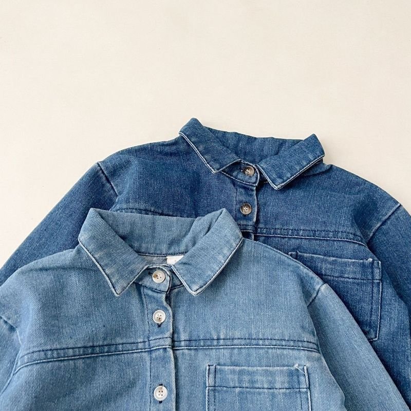 Girl'S Fashion Solid Color Denim Two-Piece Set
