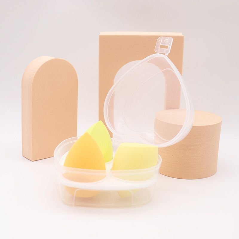 3Pcs/Set Water Drops Slanted Shape Non-Latex Puffs With Heart Pattern Box