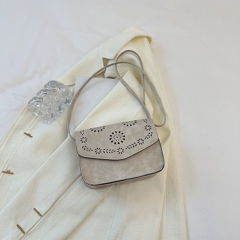 Women Fashion Solid Color Pattern Hollow Square Flap Cross Body Bag