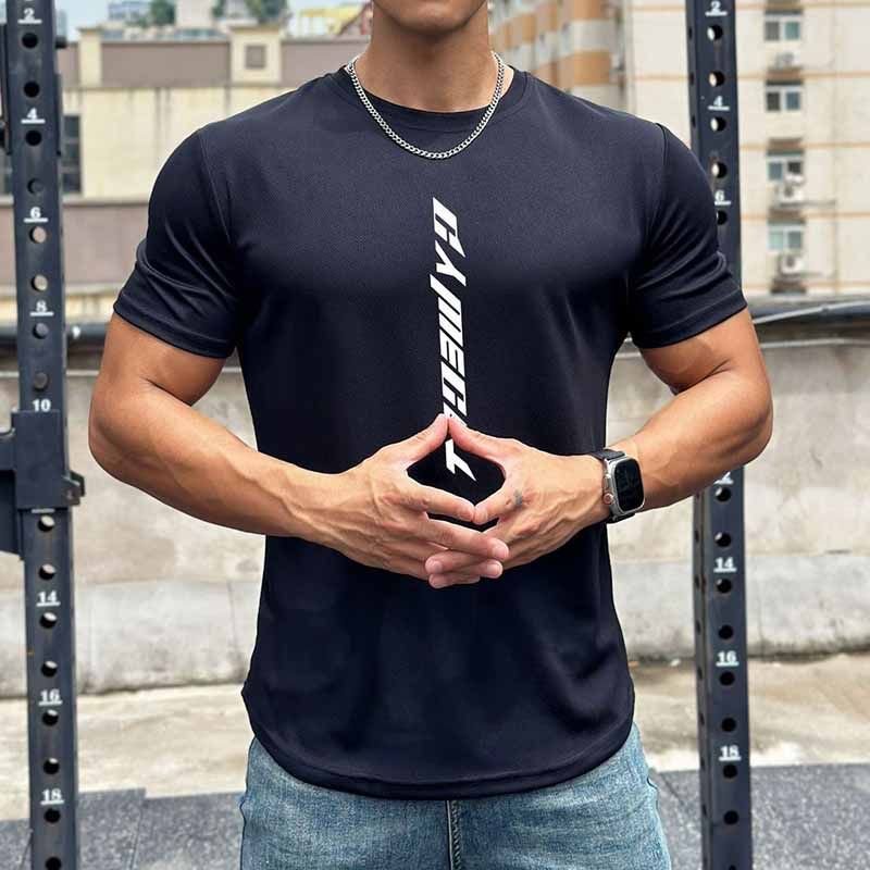 Men Casual Basic Sport Alphabet Print Short Sleeve Round Neck T-Shirt