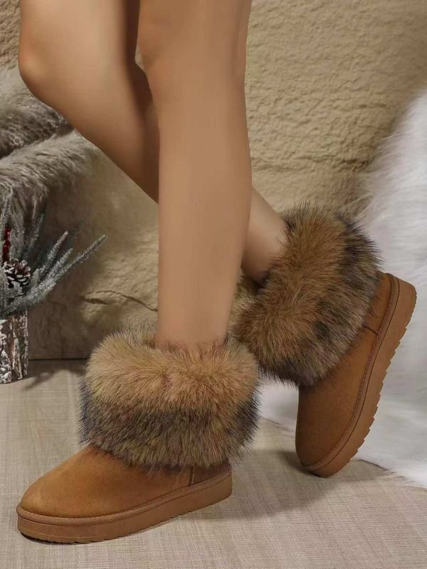Autumn Winter Women Fashion Plus Size Fleece-Lined Warm Snow Boots