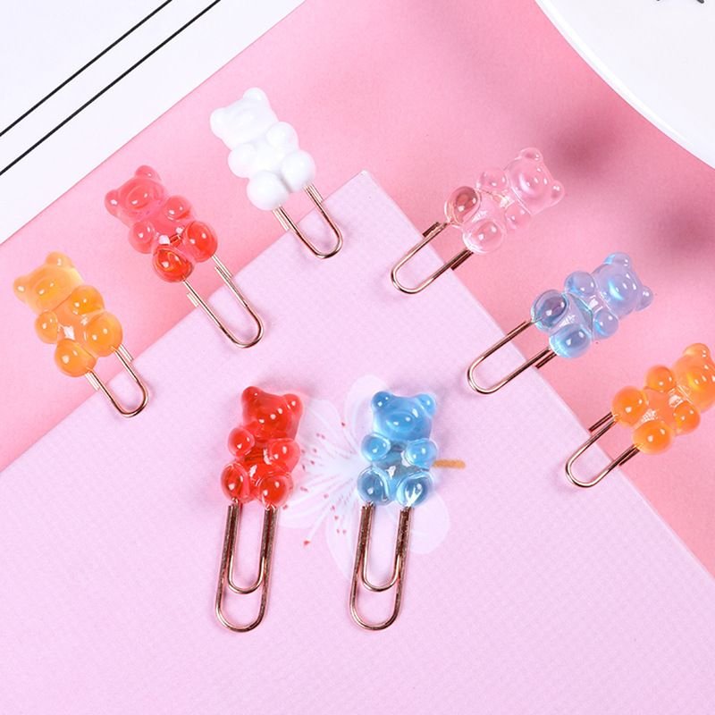 2pcs/set Creative Office Stationery Color Animal Cartoon Bear Paper Clips