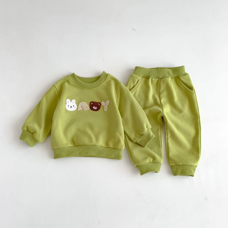 Kids Baby Boys Girls Casual Cute Cartoon Long Sleeve Sweatshirts Pants Sets