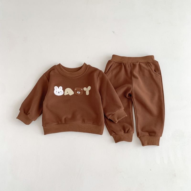 Kids Baby Boys Girls Casual Cute Cartoon Long Sleeve Sweatshirts Pants Sets