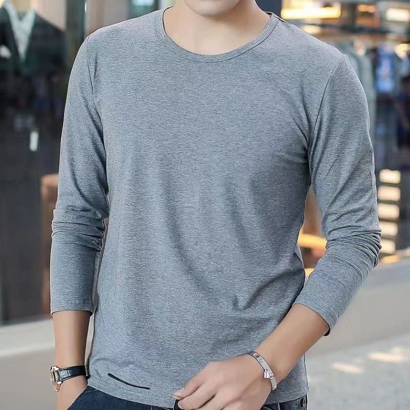 Men Basic Casual Long-Sleeved Round Neck T-Shirt
