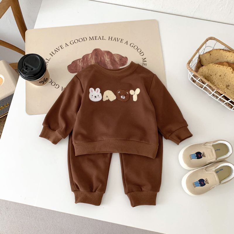Kids Baby Boys Girls Casual Cute Cartoon Long Sleeve Sweatshirts Pants Sets