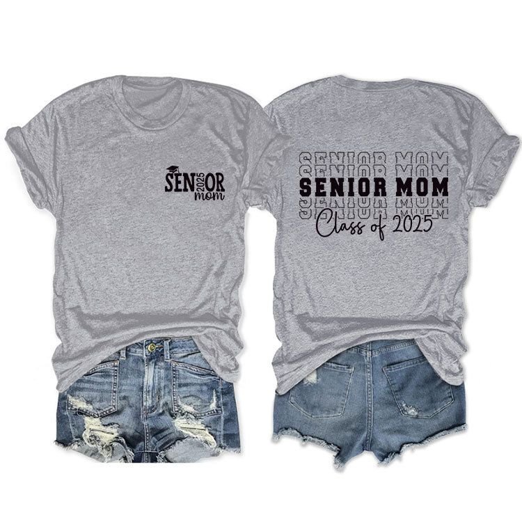 Summer Women Casual 2025 Letter Double-Sided Print Round Neck Short-Sleeved T-Shirt