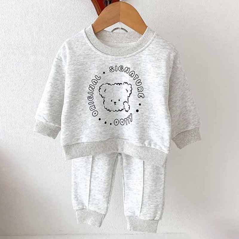 Kids Baby Boys Girls Casual Cute Cartoon Alphabet Print Long Sleeve Sweatshirts Trousers Sets