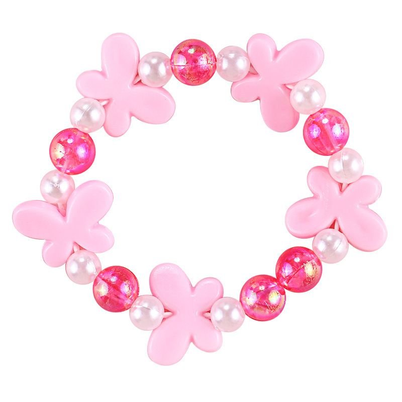 Kids Flower Butterfly Acrylic Princess Series Pink Bracelet Jewelry
