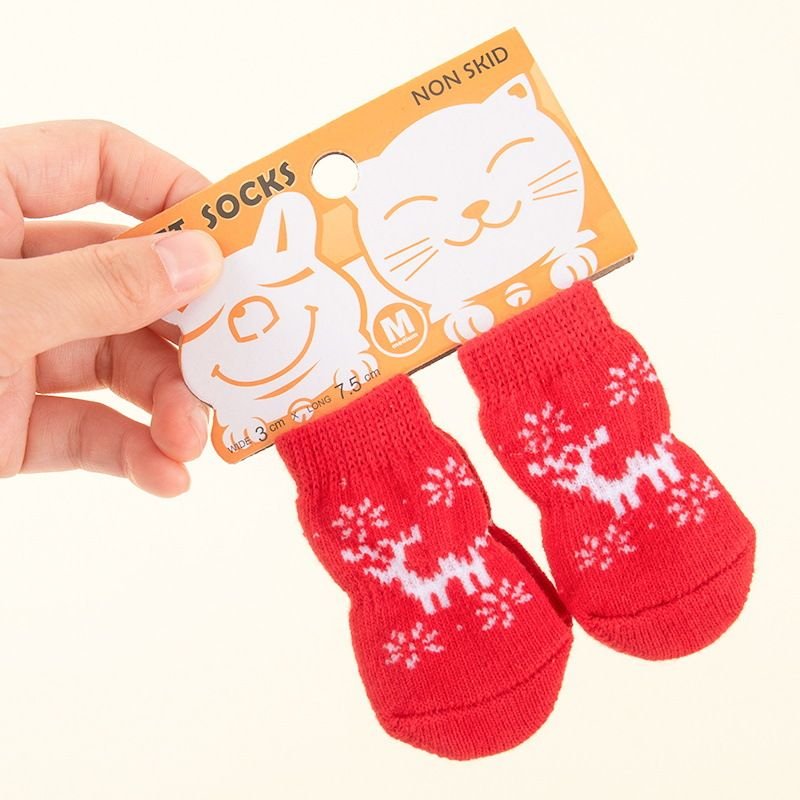 Pet Supplies High Quality Non-Slip Bottom Dog Socks Dog Foot Cover 4Pcs-Set
