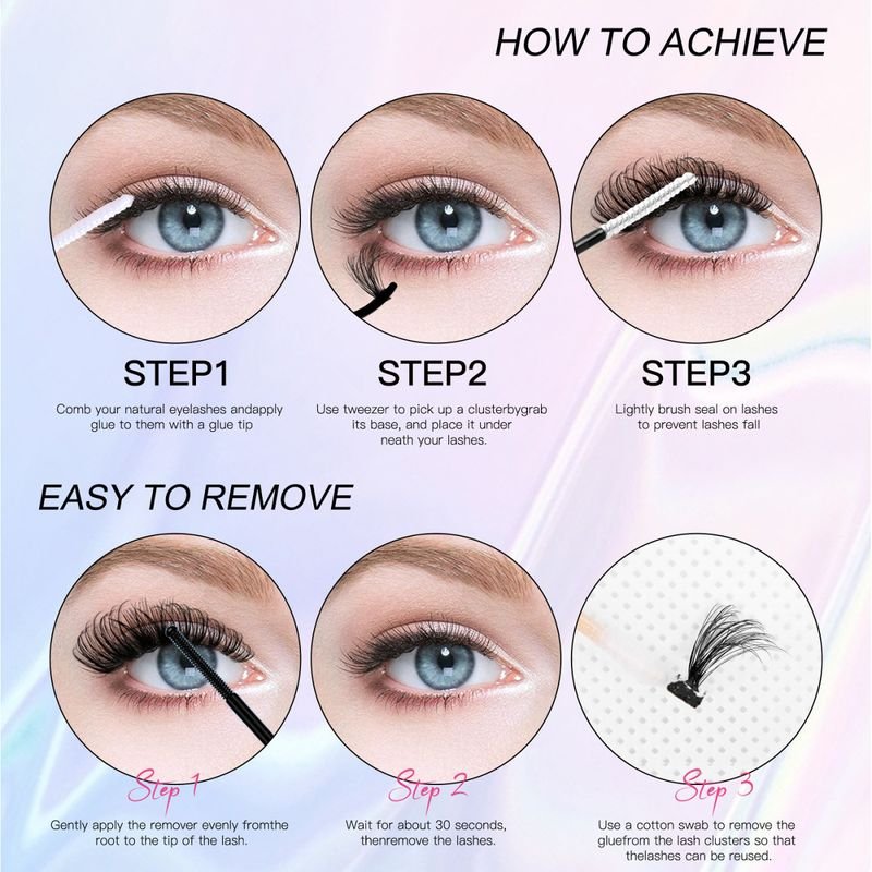 DIY Single Cluster Mixed Thick False Eyelashes