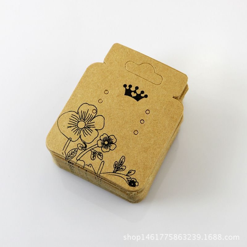 Retro Kraft Paper Printed Earrings Packaging 5.2*4.5cm Jewelry Card