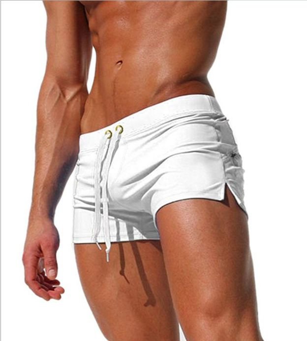 Men Casual Solid Color Breathable Quick-Drying Beach Swimming Shorts