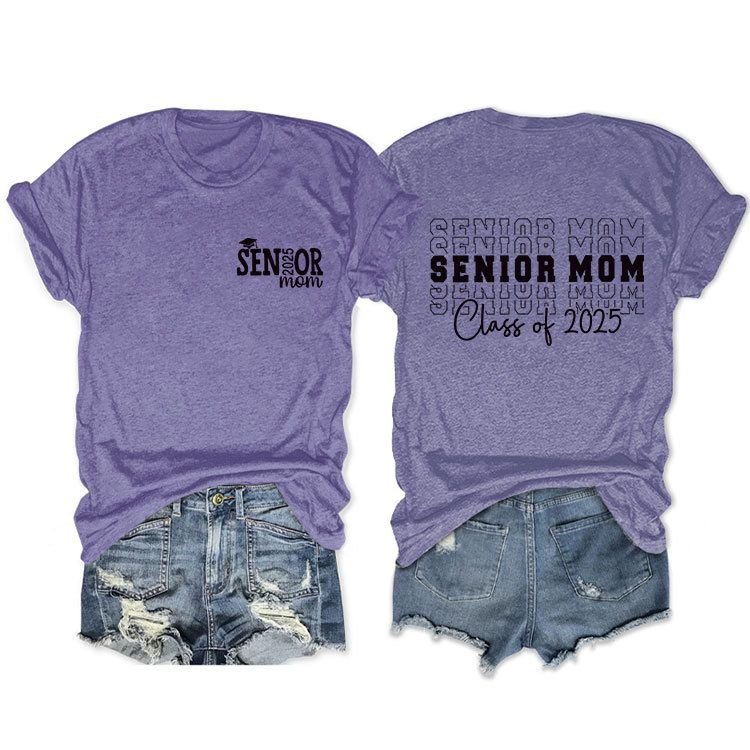 Summer Women Casual 2025 Letter Double-Sided Print Round Neck Short-Sleeved T-Shirt