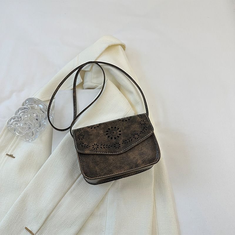 Women Fashion Solid Color Pattern Hollow Square Flap Cross Body Bag
