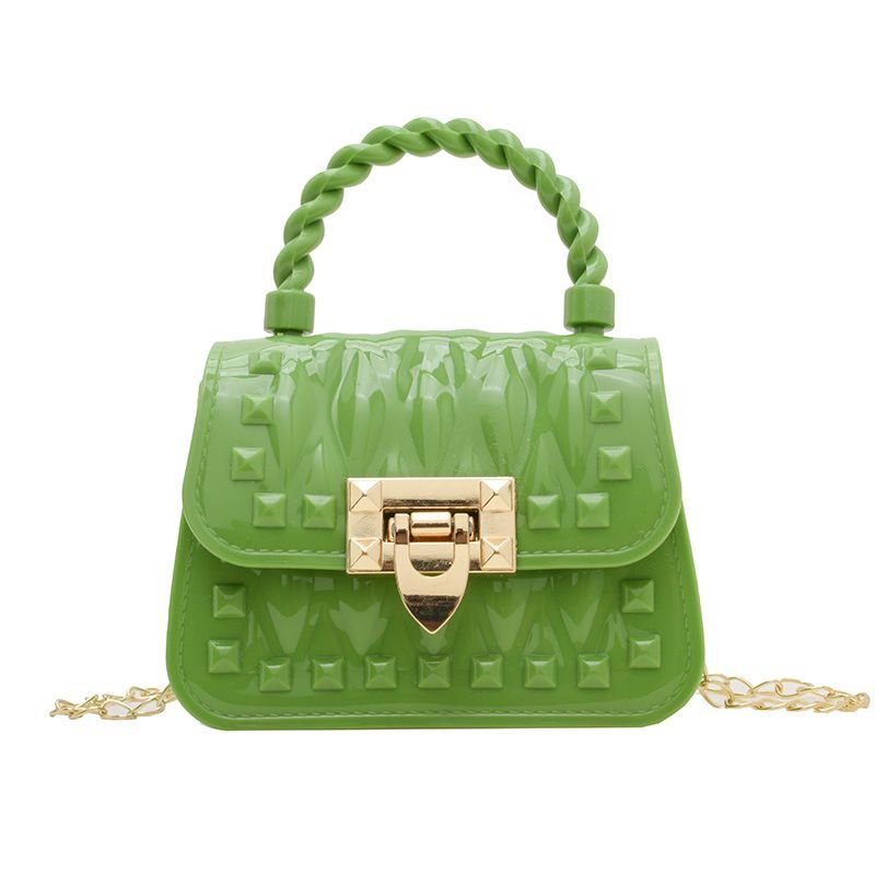 Women Fashion Solid Color Mini Lock Chain Crossbody Bag