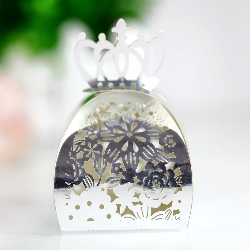Simple Creative Laser Hollow Floral Crown Wedding Candy Packaging Box