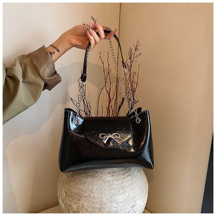Women Elegant Solid Color Bow Shoulder Bag