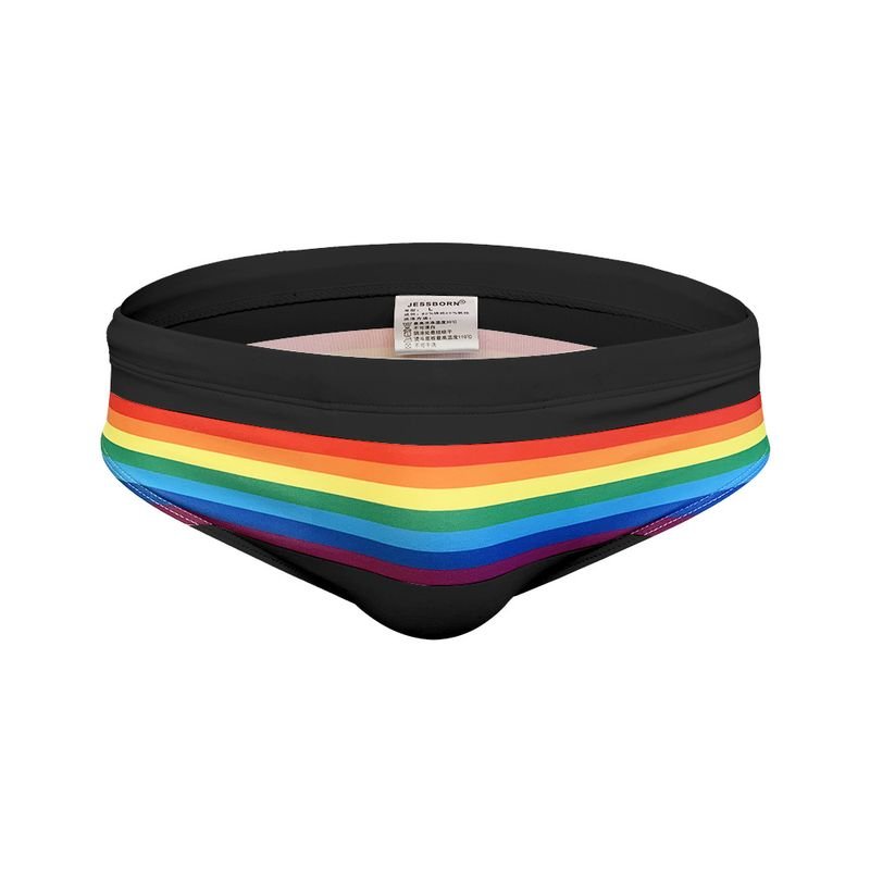 Men'S Fashion Rainbow Stripe Sexy Swim Briefs