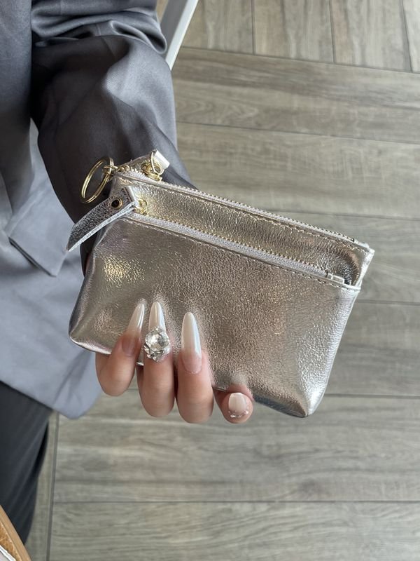 Women Fashion Simple Mini Crack Zipper Leather Purses