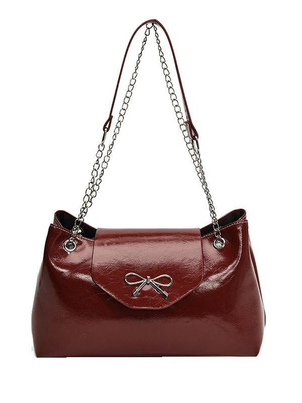 Women Elegant Solid Color Bow Shoulder Bag