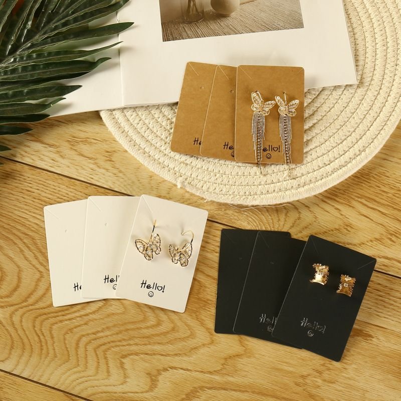 Black White Brown Earrings Necklace Jewelry Hanging Packaging Card