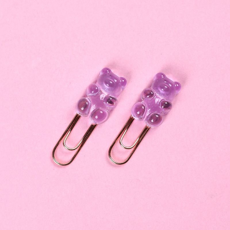 2pcs/set Creative Office Stationery Color Animal Cartoon Bear Paper Clips