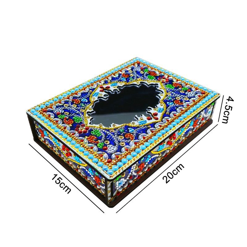 Handmade DIY Diamond Painting Crystal Diamond Mandala Pattern Storage Box With Mirror